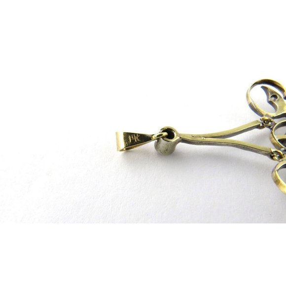 Antique 14K Yellow Gold Sterling Pendant 7 Antique Rough Point Cut #533 - Picture 5 of 5